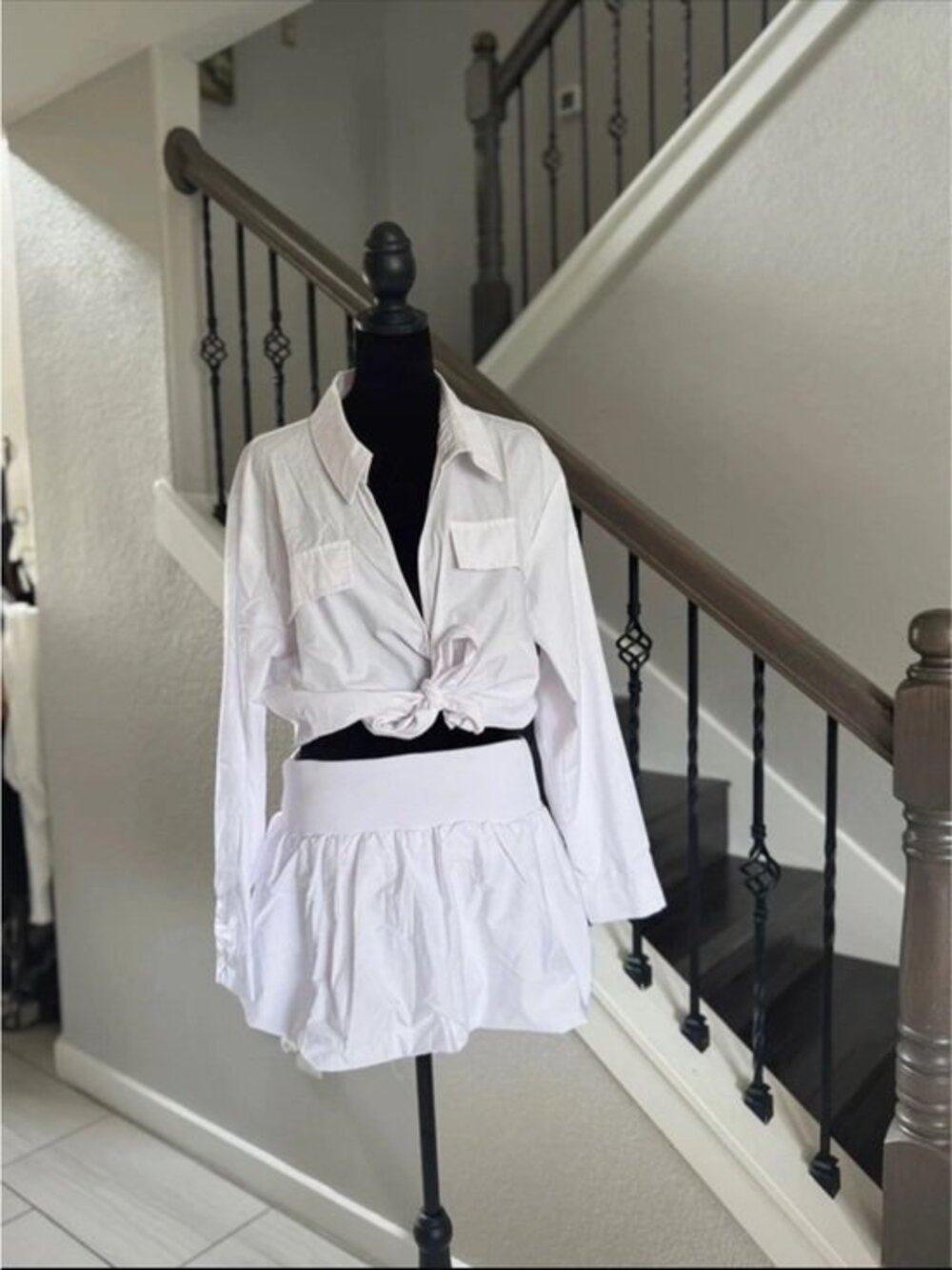 White Tiered Mini Skirt set  - Classic Women's Skirt